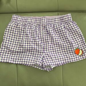 New Victoria's Secret PINK Boxer Shorts (XS) Purple Plaid NWT
